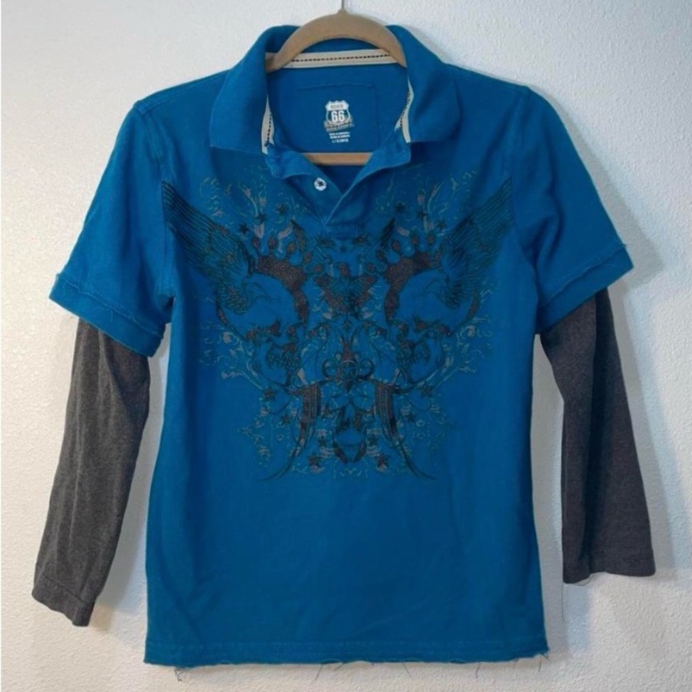 Route 66 Teal Kids Polo with Graphic Design